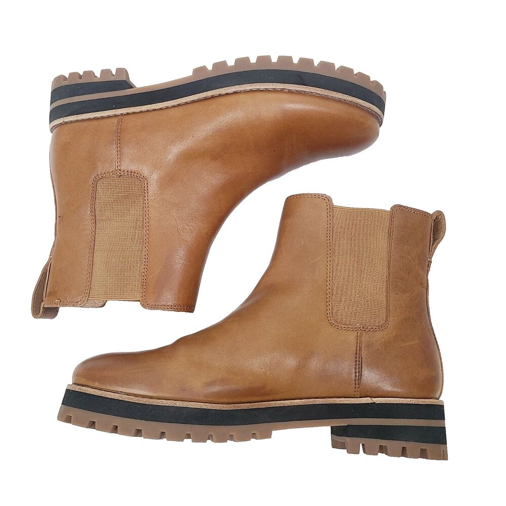 Madewell Chelsea Boots 7.5 Brown Leather Pull-On Ankle Booties
